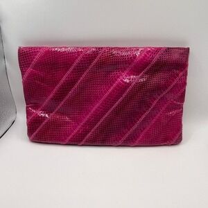 Ronay Pink Snakeskin Genuine Leather Clutch Evening Bag